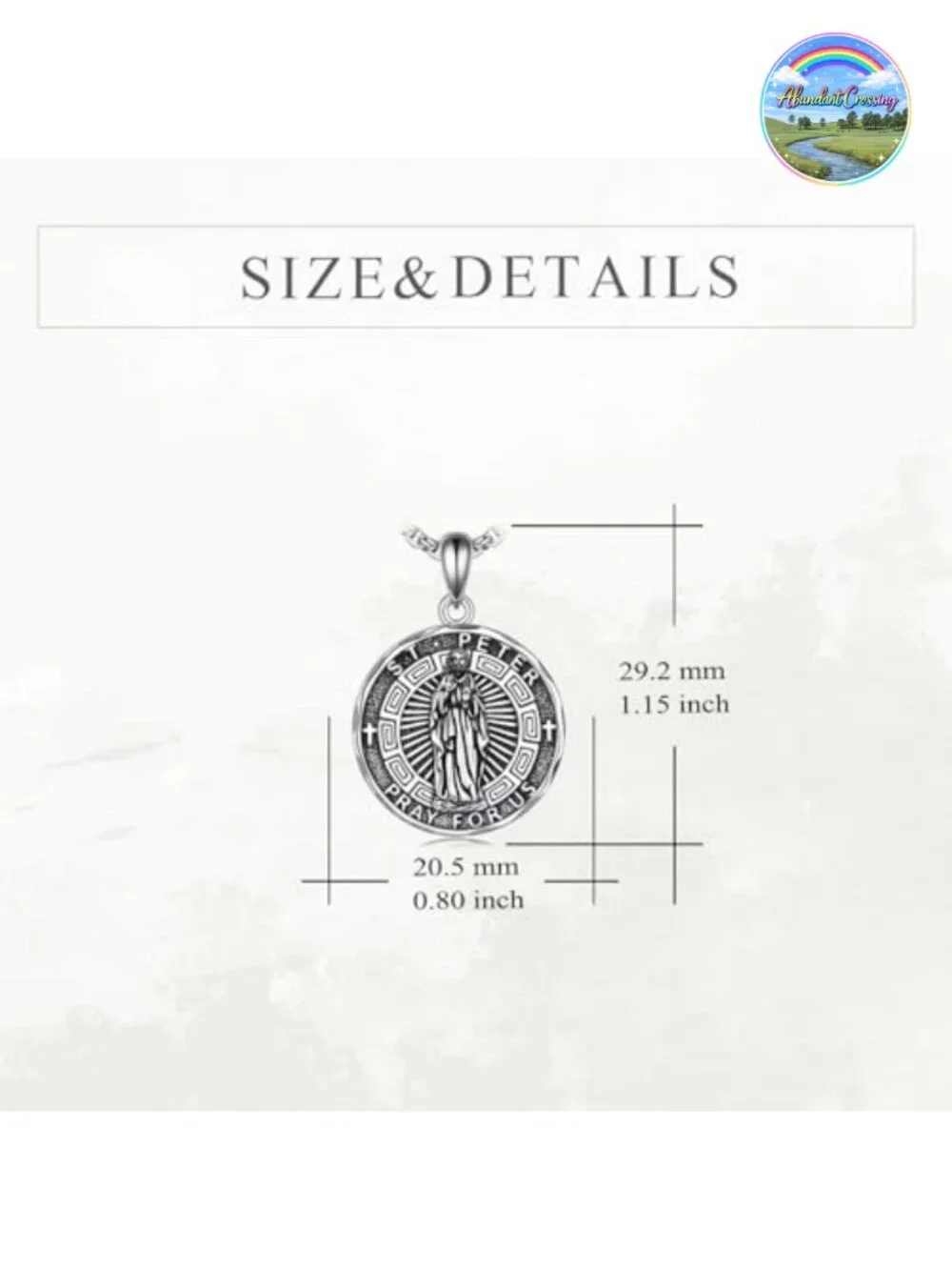 Sterling Silver Saint Peter Pendant Necklace Religious Gift